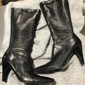 Prada Calzature Donna Black Leather Boots with Buckles